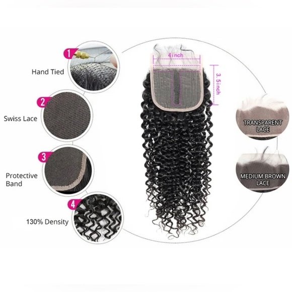 3pcs Curly Human Hair Weave Bundles & 1pc 4*1 Lace Front
Human Hair Closure - Picture 6 of 6